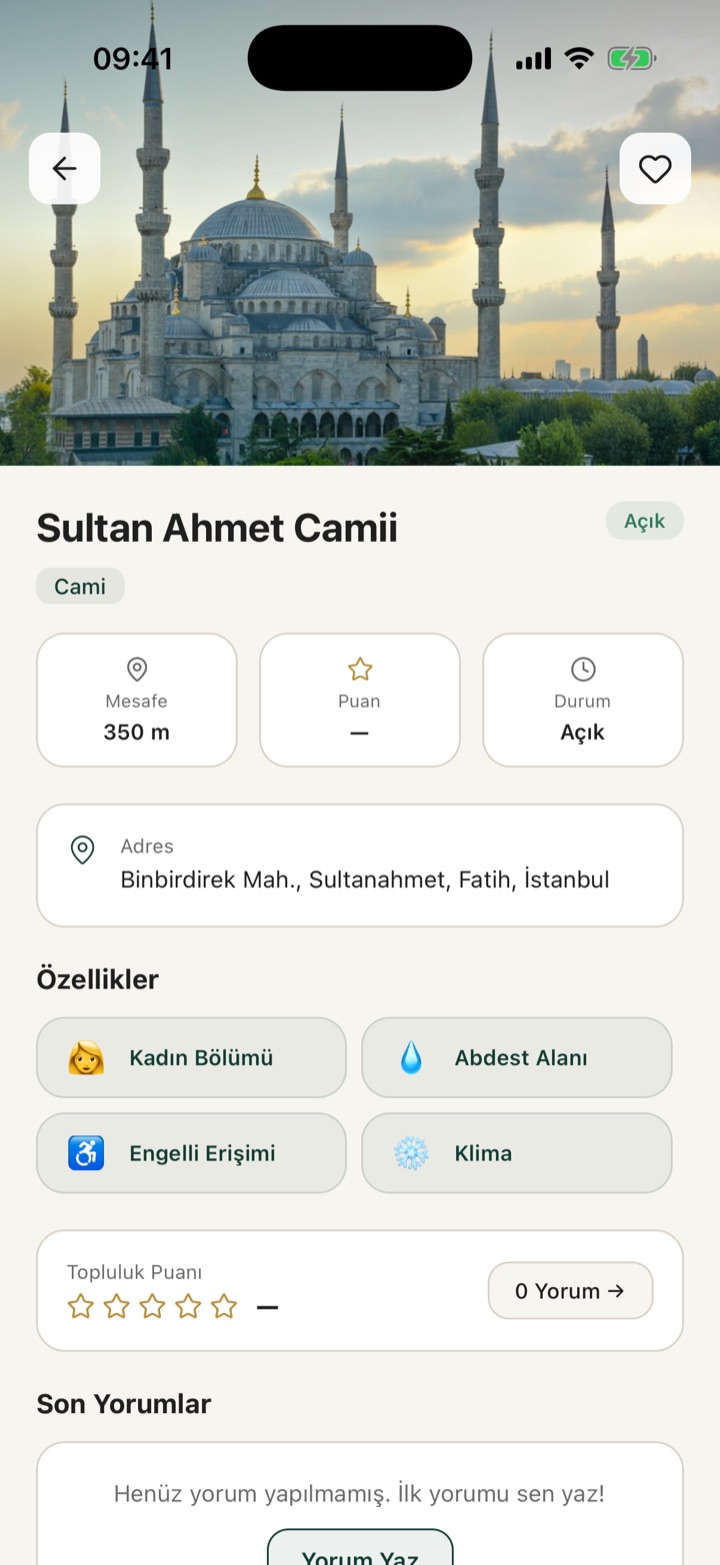 Mihrap mescit detay ekranı
